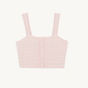 New Sandro pink knit pearl button tank top